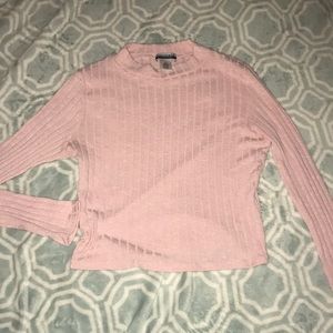 Pink Long Sleeve Crop Top